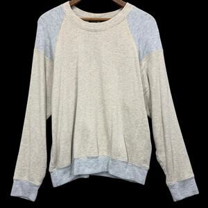 Fifteen Twenty Womens M Beige Gray Raglan Pullover Sweatshirt Made USA Oversized